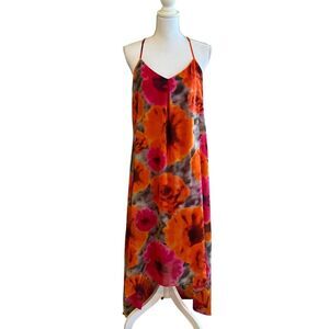 Maggy London Womens Floral Maxi Dress Size 10 Pink Boho Bloomcore Resort Beach